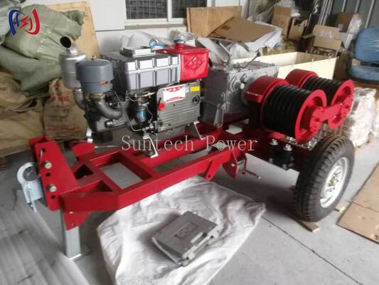 गुणवत्ता  Professional 6.3-9KW Double Drum Winch with 2000-3600RPM Speed for Simultaneous Cable Pulling and Tensioning in Power Line Work कारखाना