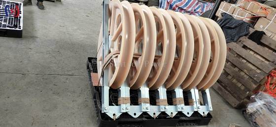 760x120x480mm बाहरी आकार के साथ कंडक्टर स्ट्रिंगिंग ब्लॉक, 50-150KN रेटेड लोड, और उच्च तनाव स्ट्रिंगिंग के लिए R570 बेंड रेडियस