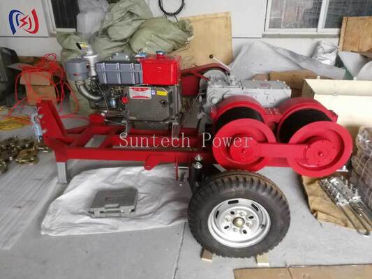 पावर लाइन कार्य में केबल खींचने और तनाव के लिए 2000-3600 RPM स्पीड के साथ प्रोफेशनल 6.3-9KW डबल ड्रम विंच