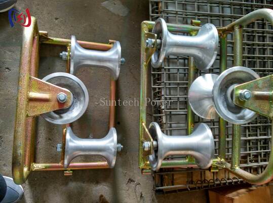 120-200 मिमी केबलों के लिए 10KN नामित भार के साथ भारी शुल्क कॉर्नर ग्राउंड रोलर केबल खींचने का उपकरण