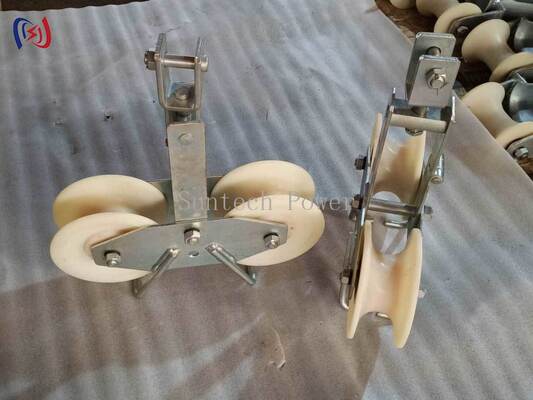 25KN टैंडेम शीव स्ट्रिंगिंग ब्लॉक के साथ बड़े अनुभाग एसीएसआर कंडक्टर LGJ300-500 के लिए टैंडेम शीव डिजाइन