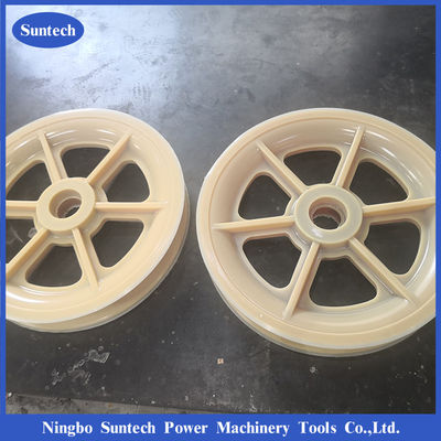 बियरिंग्स के साथ 508x100 मिमी एमसी नायलॉन चरखी पहियों कंडक्टर स्ट्रिंग ब्लॉक