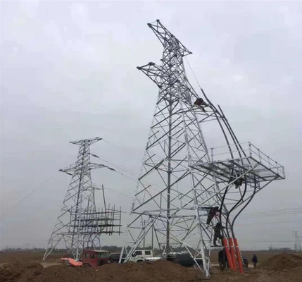 110KV 132KV एंगर स्टील जाली तोरण ट्रांसमिशन टॉवर